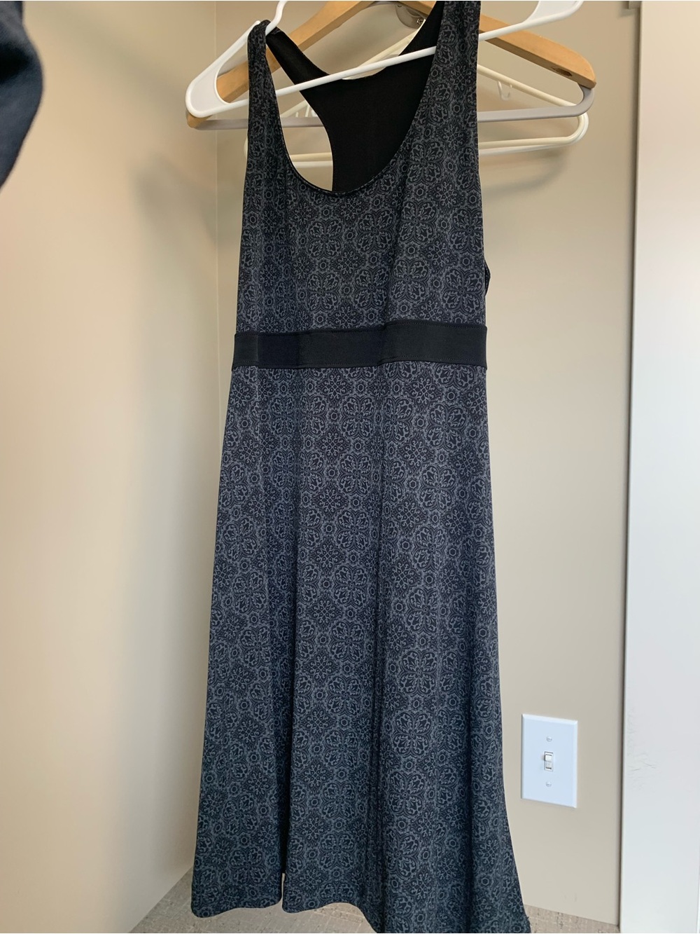Tek Gear Sleeveless Black Patterned A-Line Dress